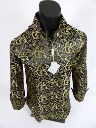 Black And Gold Dress Shirt Mens 39 95 Mens Daniel Ellissa Dress Shirt High Collar Button Front Black With Gold Florals Daniel Ellissa Collar Button Fashion Shirt Dress Mens Fashion