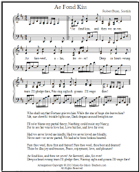 Vocal Score Piano Accompaniment For Ae Fond Kiss Free Sheet Music Piano Songs For Beginners Cool Lyrics