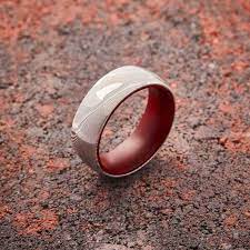 Embr Tungsten Damascus Ceramic With Color Ring Designs Damascus Steel Ring Wedding Rings