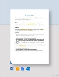 Company Overtime Policy Template Word Google Docs Apple Pages Outlook In 2020 Policy Template Templates Book Template