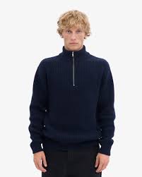 Merino Quarter Zip - Navy Blue – Colorful Standard