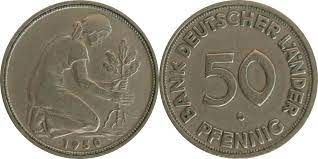 Bundesrepublik deutschland both inscriptions appear on coins dated 1950, and the 1950g coin is important, and we describe it first. Deutschland 50 Pfennig Kursmunze Bank Deutscher Lander 1950 G Ku Ni Ss 195 Euro