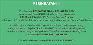 Fitur pendaftaran peserta online sedang dalam penyesuaian. Program Penerimaan Mahasiswa Baru Universitas Ahmad Dahlan Yogyakarta Pmb Online