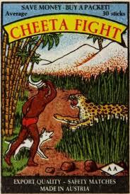 Cheeta Fight Cheetah Matchbox Art Matchbook Old Pictures