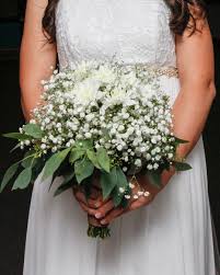 Romantic Rustic Bridal Bouquet Featuring White Cushion Mums Baby S Breath And Babys Breath Bouquet Wedding Rustic Bridal Bouquets Baby S Breath Bridal Bouquet