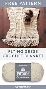 Free Flying Geese Crochet Blanket Pattern Using Patons Canadiana Yarn This Patons Can In 2020 Vintage Crochet Patterns Crochet Blanket Patterns Crochet Stitches Guide