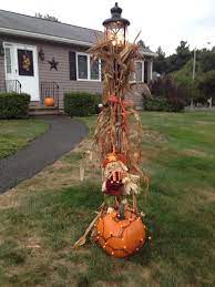 My Fall Lamp Post Fall Outdoor Decor Fall Yard Decor Outside Fall Decorations