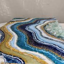Mediterranean Vibes Artbyloyal Resin Resinart Geode Painting Geodeart Geodepainting Crystals Design Wallart Art Marmeren Kunst Haar Kunst Verfkunst
