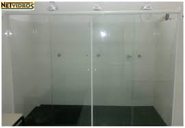 Box Em Vidro Cristal Temperado Incolor 08mm 4 Folhas 2 Fixas Laterais 2 Moveis Centrais Box Vidro Treschuveiros T Box De Vidro Box Jateado Box De Canto