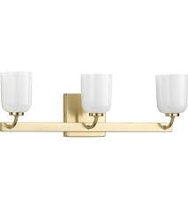 Progress P300282 012 Moore 3 Light 22 Inch Satin Brass Bath Vanity Wall Light