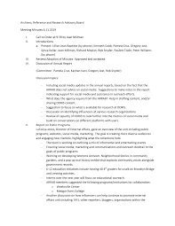 Archives, Reference and Research Advisory Board Meeting Minutes 6.11.2019  I. Call to Order at 9:39 by Joan Millman II. Introduct