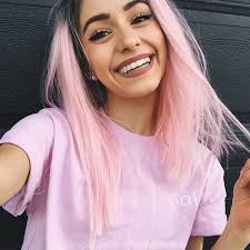 Cotton Candy Pink Pastel Hair Color Shoulder Length Long Hairstyles Dark Root Hair Color Pastel Hair Color Dark Blue Ombre Hair