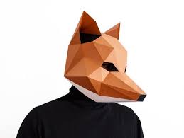Fox Mask Diy Printable Animal Mask Papercraft Template Instant Pdf Download Low Poly Masks Origami Fox Lapa Studios Animal Face Mask Printable Animal Masks Fox Mask Diy Animal Masks