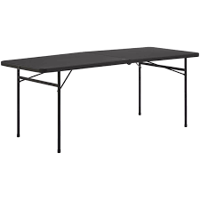 Plastic folding table, 6ft x 2.5 ft great for outdoors & indoor (light grey) not available. Mainstays 6 Foot Bi Fold Plastic Folding Table Black Walmart Com Walmart Com