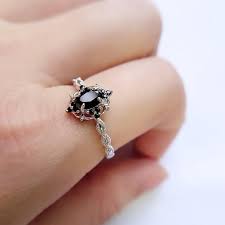 Black Stone Ring Black Diamond Sterling Silver Promise Etsy In 2021 Black Stone Ring Black Diamond Wedding Rings Black Stone Ring Engagement