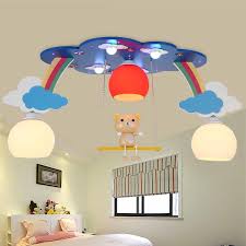 Purple bedroom with a ceiling light that ends up being the showstopper! Children Bedroom Bedroom Led Ceiling Light Warm Boy Girl Eye Care Cartoon Rainbow Bear Lightin Kids Room Lighting Bedroom Ceiling Light Baby Boy Nursery Colors