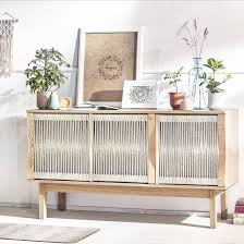 Buffet Porte Chene Massif Et Corde En Chanvre Naturel Hiro De Bobochic Pour Un Style Japandi Salon Mobilier De Salon Canape Panoramique Meuble Design