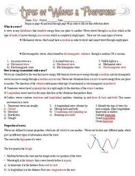 Types Of Waves And Wave Properties Worksheet By The Science Station Types Of Waves Mechanical Wave Waves