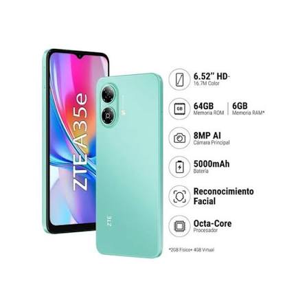 Celular ZTE Blade A35E 64GB 2GB + 4GB (Virtual) 6.52" Verde