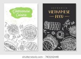 vietnamese food flyer design linear graphic vector illustration engraved style food graphic design flyer design business card logo