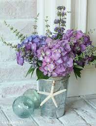 Hydrangea Arrangement Ideas Sand And Sisal Hydrangea Flower Arrangements Hydrangea Arrangements Flower Arrangements