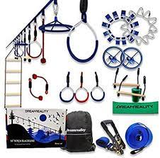 Amazon Com Dreamreality 50 Ninja Slackline Course Ninja Warrior Training Equipment In Backyard Obstacle Course Kid Friendly Backyard Kids Obstacle Course