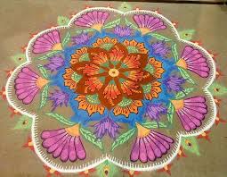 A Rangoli Design Look At The Detail And The Way That Orange Buzzes Rangoli Patterns Rangoli Designs Rangoli Designs Diwali