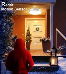 Get great style and great security features with this outdoor flush mount ceiling light. Lineway Indoor Outdoor Motion Sensor Light Ceiling Light Led Flush Mount Light Fixture Radar Sensing 15w 10inch 1020lm 6000k Cool White Ceiling Lamp For Hallway Stairway Garage Porch Basement Laundry Tools Home