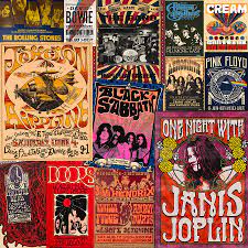 Rock poster monochrome hipster vintage label; Vintage Rock Concert Posters 3 Photograph By Andrew Fare