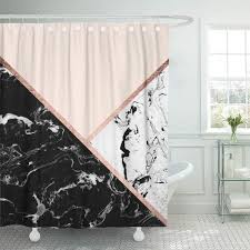 Measuring 72 x 96, the idesign tuxedo stripe shower curtain fits long bathtubs and showers on straight or curved curtain rods. Cynlon Blush Modern Black White Marble Rose Gold Color Stripes Bathroom Decor Bath Shower Curtain 66x72 Inch Walmart Com Walmart Com
