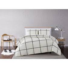 Get 5% in rewards with club o! Truly Soft Kurt Windowpane Ivory And Black King 3 Piece Comforter Set Cs3058kg 1500 The Home Depot