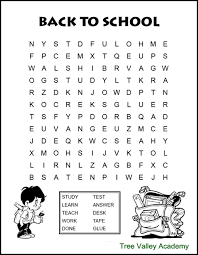 tree valley academy on twitter back to school word search for kids a fun way for kids to work on spelling of back to school themed words free printable word searches for