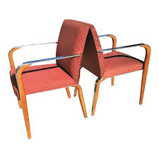 Mid century modern dining chairs no modern dining table is complete without a set of stylish modern dining chairs. Mid Century Modern Solid Chrome Wood Upholstered Dining Armchairs Accent Chairs Set Of 2 Chairish