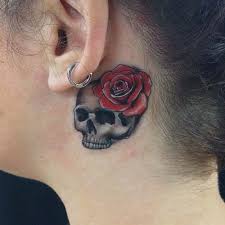 Kulak Arkasi Kuru Kafa Dovmesi Behind Ear Skull Tattoo Dovme Kulak Dovme Modelleri