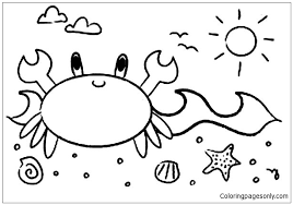 Hermit crabs are fascinating creatures. Crab Walking At Beach On Sunny Day Coloring Pages Beach Coloring Pages Coloring Pages For Kids And Adults