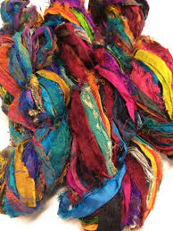 Sari Ribbon Multi Color Recycled Silk And Fabric Remnant Sari Ribbon Fabric Remnants Sari Ribbon Jewelry