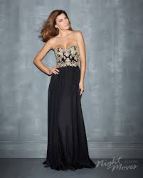 Black And Gold Ball Gown Dress Black Gold Bodice With Black Chiffon Skirt And Cutout Back Prom Dress By Night Moves By Allure Prom Night Dress Strapless Beaded Dress Night Moves Prom Dress