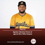 Las Águilas Cibaeñas anunciaron la contratación del versátil jugador del cuadro Willy Vásquez, quien se une al conjunto con sede en el Estadio Cibao para participar en la próxima temporada 2026-2027 de