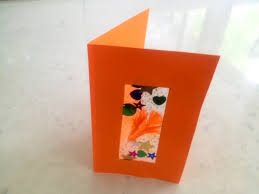 Attach the origami cupcake to your card with a glue stick or some adhesive squares. Colourful Window Greeting Card My Kid Craft