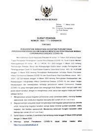 Dalam proses pembuatannya, surat dinas dilakukan dalam keadaan yang benar benar. Pemerintah Kota Bekasi Surat Edaran Penghentian Sementara Kegiatan Perkantoran Dalam Rangka Mencegah Penyebaran Covid