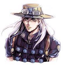 1boy Beard Deyamiro Facial Hair Grey Hair Gyro Zeppeli Hat Jojo No Kimyou Na Bouken Lipstick Long Hair Makeup Silver H Jojo Bizzare Adventure Jojo Bizarre Jojo