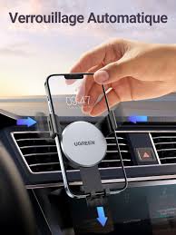 Support téléphone voiture gravité grille aération