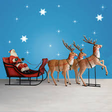 Santa and reindeer for roof. Santa Sleigh And Santa Reindeer Holiday Figures