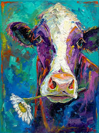 Daisy Becky Fos Colorful Animal Paintings Cow Painting Cow Art