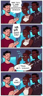 Comic Of Tony Stark Talking With Shuri And The Black Panther Tony Is Saying This Is Our Most Advanced Version T Marvel Funny Marvel Superheroes Marvel Jokes