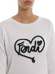 Crew Necks Fendi Heart Fendi Embroidery Cashmere Sweater Fzy677a3f1f0znm
