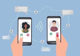 Hands with a smartphone communicating on the phone through video calls and  messages | Premium Vector
