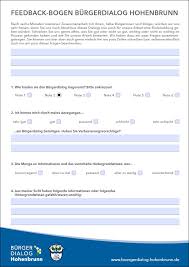 Treten sie in den dialog mit uns. Feedback Bogen Burgerdialog