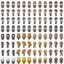Various Tall Sprite Recolored Rpg Tileset Free Curated Assets For Your Rpg Maker Mv Games Rpg Maker Sprite Pixel Art Characters