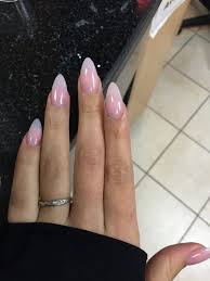 Almond Shaped Acrylic Nails With Black Tips Slender Fingers With A Long Manicure Featuring Sharp French Tips Example Of Almond Nail Desig Natural Acrylic Nails Almond Acrylic Nails Almond Nails Designs